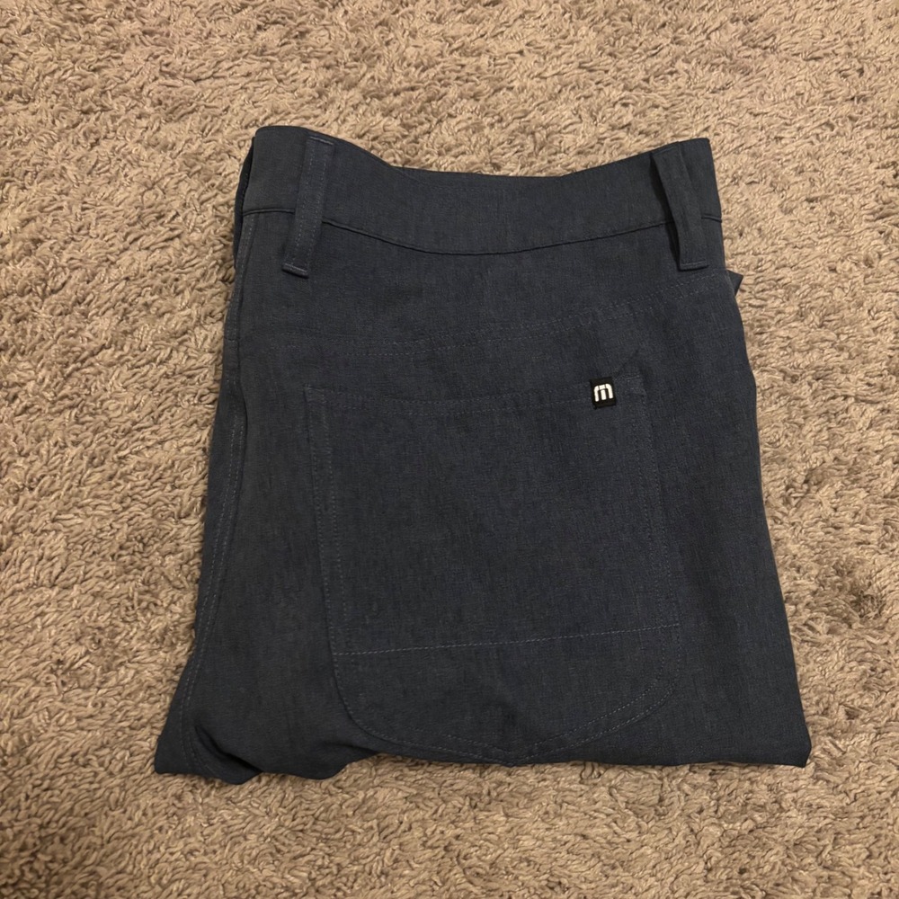 TravisMathew Mens Golf Pants Blue Heather Performance Stretch Trousers Size 36